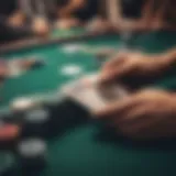 Virtual poker table with cards and chips