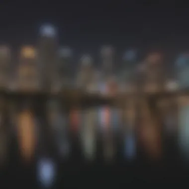 A scenic view of Tampa city skyline at night