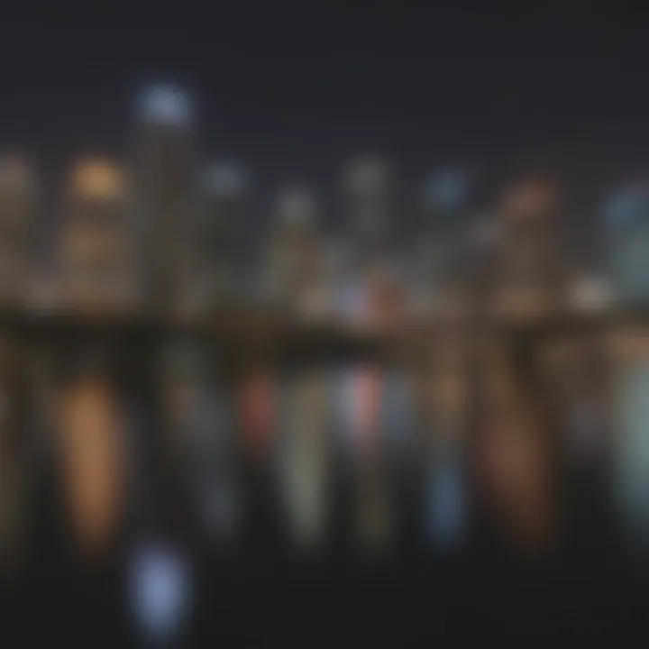 A scenic view of Tampa city skyline at night