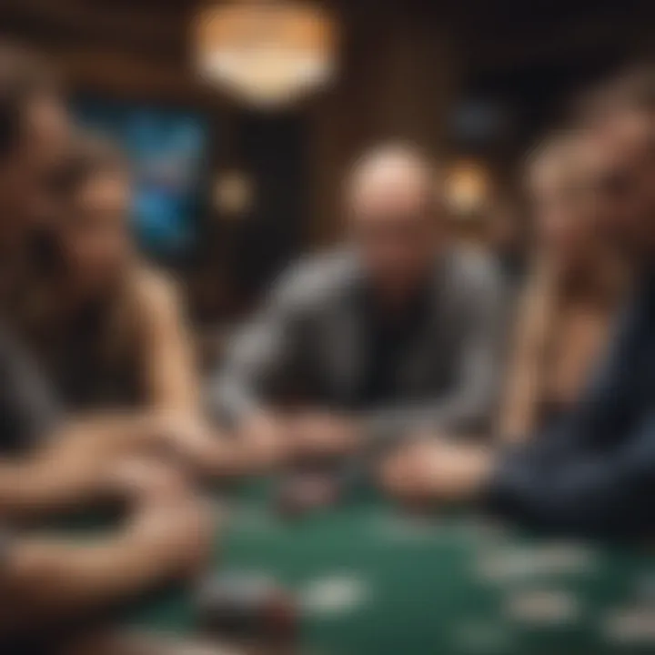 An intense poker game scene showcasing players deep in thought