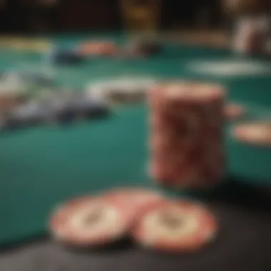 Close-up of high denomination chips on a gaming table