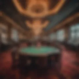Luxurious casino interior showcasing high stakes gaming tables