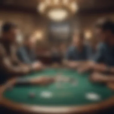 Exciting poker table with players engaged in intense gameplay