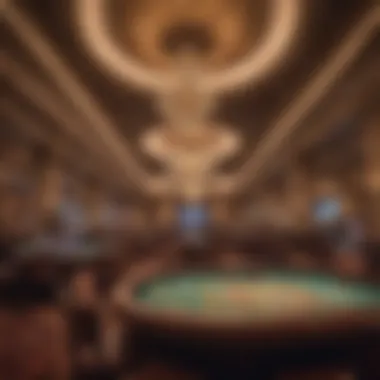 Luxurious Casino Interior Luxurious casino interior featuring vibrant lights and elegant decor