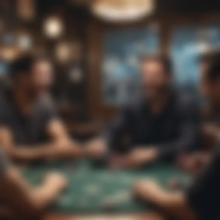 A group of friends laughing and interacting during a Zoom poker game session.