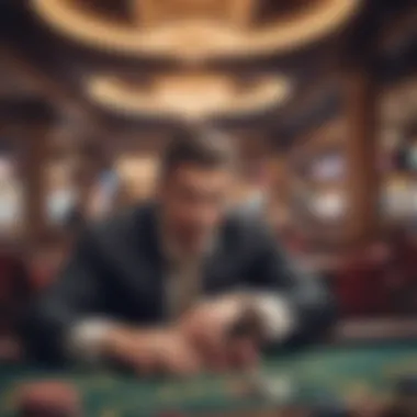 Engaging illustration of a player strategizing in a casino environment