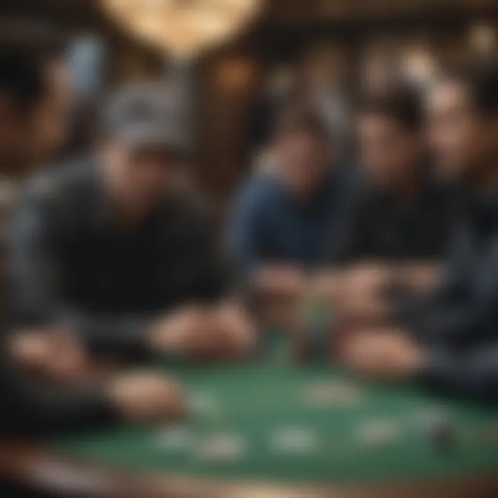 A group of players engaged in a thoughtful discussion about poker