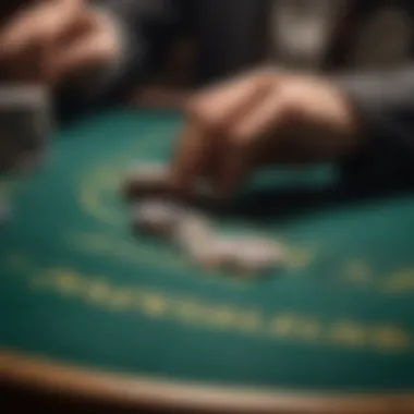 Strategic Betting in Action A close-up of chips being placed on a table