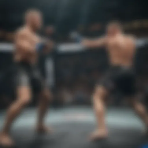 UFC octagon showcasing fighters in action